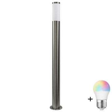 LED RGBW Dimeriuojama lauko lempa LIVIA 1xE27/6,5W/230V 2700-6500K Wi-Fi 100 cm IP44 sidabrinė