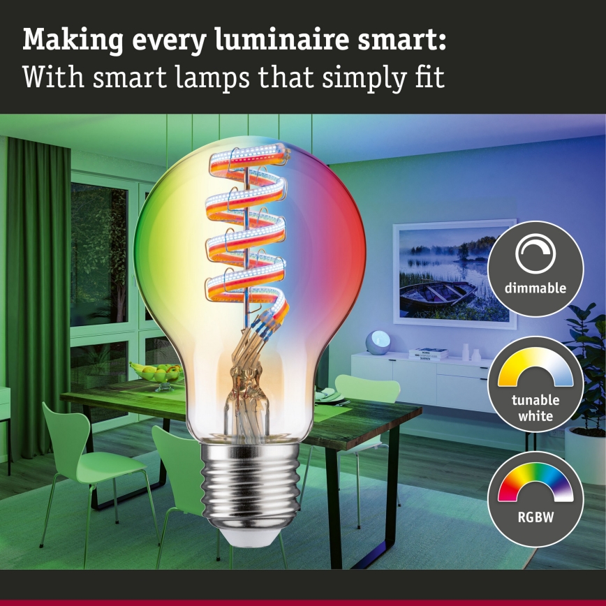 LED RGBW dimeriuojama lemputė FILAMENT E27/6,3W/230V 2200-6500K - Paulmann 29156