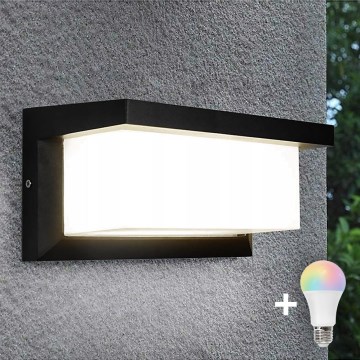 LED RGBW dimeriuojamas lauko sieninis šviestuvas NEELY 1xE27/9W/230V 2700-6500K IP54 Wi-Fi juodas