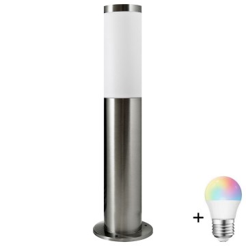 LED RGBW dimeriuojamas lauko šviestuvas LIVIA 1xE27/6,5W/230V 2700-6500K Wi-Fi 45 cm IP44 sidabrinis