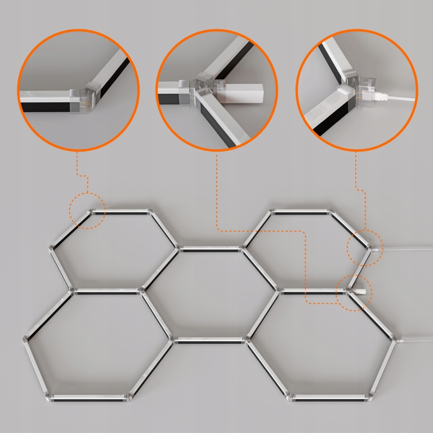 LED RGBW su reguliuojamu ryškumu lubinis šviestuvas HEXAGON LED/144W/85-265V 7000K 205x142 cm CRI 90 IP54 balta + nuotolinis valdymas