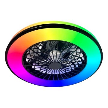 LED RGBW dimeriuojamas lubinis šviestuvas su ventiliatoriumi VENTELUX LED/48W/230V 3000/4000/6500K skersmuo 48,5 cm juodas + nuotolinis pultas