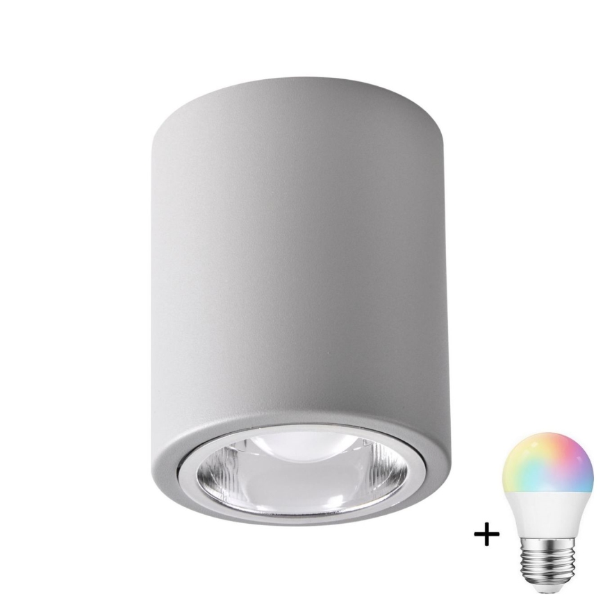 LED RGBW dimeriuojamas taškinis šviestuvas JUPITER 1xE27/6,5W/230V 2700-6500K Wi-Fi skersm. 9,8 cm pilka