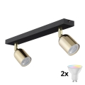 LED RGBW Dimeriuojamas taškinis šviestuvas TOP 2xGU10/6,5W/230V 2700-6500K juodas/auksinis