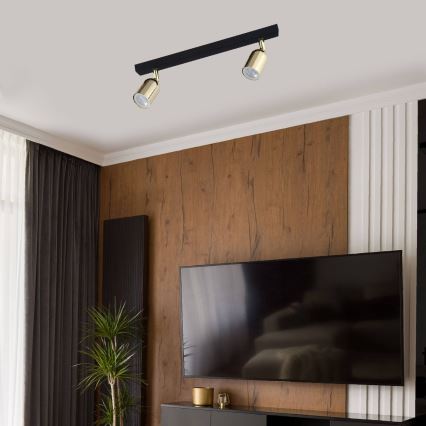 LED RGBW Dimeriuojamas taškinis šviestuvas TOP 2xGU10/6,5W/230V 2700-6500K juodas/auksinis