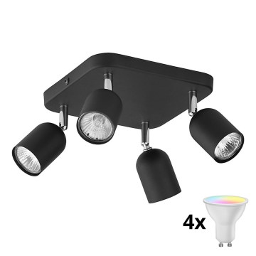LED RGBW dimeriuojamas taškinis šviestuvas TOP 4xGU10/6,5W/230V 2700-6500K juodas