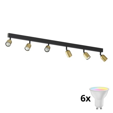 LED RGBW dimeriuojamas taškinis šviestuvas TOP 6xGU10/6,5W/230V 2700-6500K auksinis/juodas