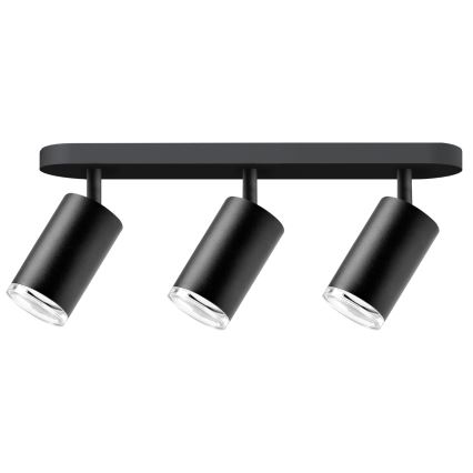 LED RGBW su reguliuojamu šviesumu vonios kambario taškinis šviestuvas TURYN 3xGU10/4,8W/230V 3000K IP44 juodas + nuotolinis valdymas