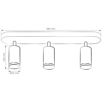 LED RGBW su reguliuojamu šviesumu vonios kambario taškinis šviestuvas TURYN 3xGU10/4,8W/230V 3000K IP44 juodas + nuotolinis valdymas