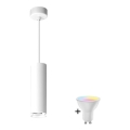 LED RGBW dimeriuojamas vonios kambario pakabinamas šviestuvas ant laido TURYN 1xGU10/6,5W/230V 2700-6500K Wi-Fi IP44 baltas