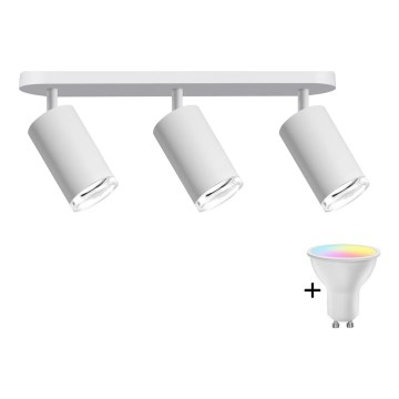 LED RGBW dimeriuojamas vonios kambario taškinis šviestuvas TURYN 3xGU10/6,5W/230V 2700-6500K Wi-Fi IP44 balta