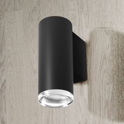LED RGBW reguliuojamas vonios sieninis šviestuvas TURYN 1xGU10/4,8W/230V 3000K IP44 juodas + nuotolinis valdymas
