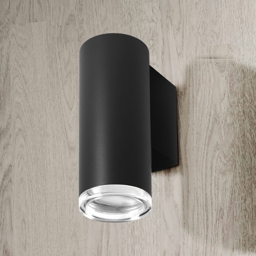 LED RGBW reguliuojamas vonios sieninis šviestuvas TURYN 1xGU10/4,8W/230V 3000K IP44 juodas + nuotolinis valdymas