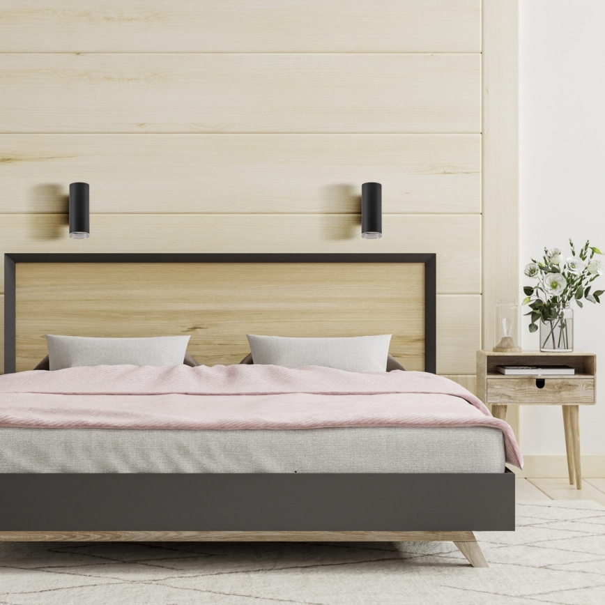 LED RGBW reguliuojamas vonios sieninis šviestuvas TURYN 1xGU10/6W/230V 3000K IP44 juodas + nuotolinis valdymas