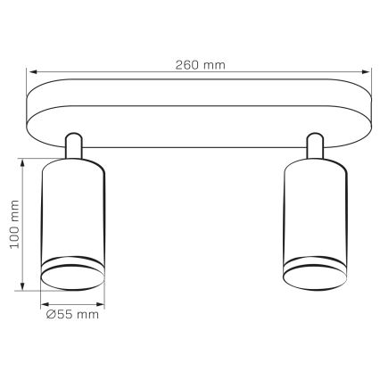 LED RGBW dimeriuojamas vonios taškinis šviestuvas TURYN 2xGU10/4,8W/230V 3000K IP44 juodas + nuotolinis valdymas