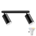 LED RGBW dimeriuojamas vonios taškinis šviestuvas TURYN 2xGU10/6,5W/230V 2700-6500K Wi-Fi IP44 juodas