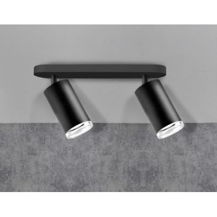 LED RGBW dimeriuojamas vonios taškinis šviestuvas TURYN 2xGU10/6W/230V 3000K IP44 juodas + nuotolinis valdymas