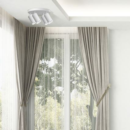 LED RGBW dimeriuojamas vonios taškinis šviestuvas TURYN 4xGU10/4,8W/230V 3000K IP44 baltas + nuotolinis valdymas