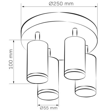 LED RGBW dimeriuojamas vonios kambario taškinis šviestuvas TURYN 4xGU10/4,8W/230V 3000K IP44 juodas + nuotolinio valdymo pultas