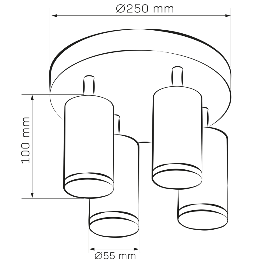 LED RGBW dimeriuojamas vonios kambario taškinis šviestuvas TURYN 4xGU10/4,8W/230V 3000K IP44 juodas + nuotolinio valdymo pultas