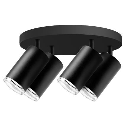 LED RGBW dimeriuojamas vonios kambario taškinis šviestuvas TURYN 4xGU10/6W/230V 3000K IP44 juodas + nuotolinio valdymo pultas