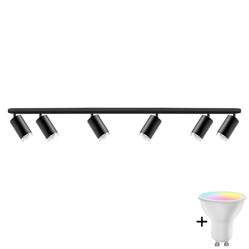 LED RGBW dimeriuojamas vonios taškinis šviestuvas TURYN 6xGU10/6,5W/230V 2700-6500K Wi-Fi IP44 juodas