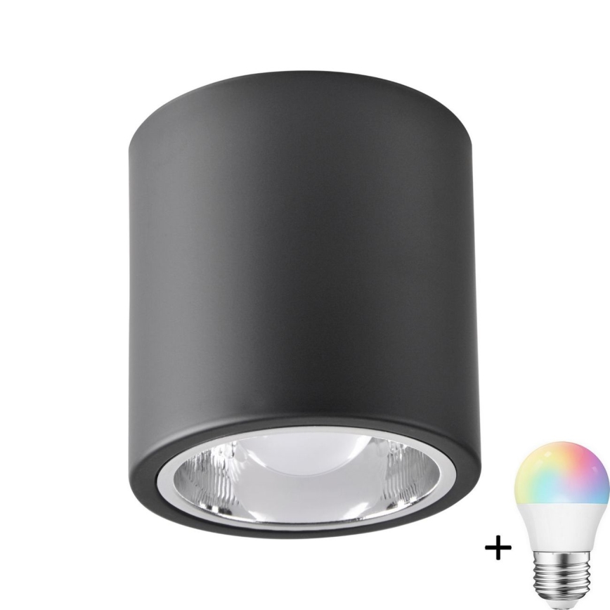 LED RGBW Dimeruojama taškinių lempų JUPITER 1xE27/6,5W/230V 2700-6500K Wi-Fi ø 13 cm juoda