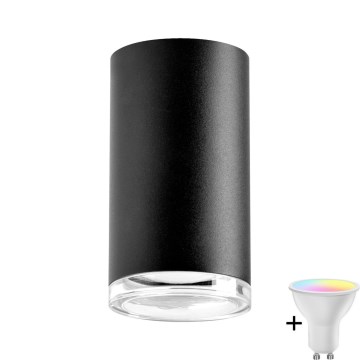 LED RGBW Dimeruojama vonios lubų šviestuvas TURYN 1xGU10/6,5W/230V 2700-6500K Wi-Fi IP44 juodas