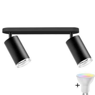 LED RGBW Dimmable Vonios Spot Šviestuvas TURYN 2xGU10/6,5W/230V 2700-6500K Wi-Fi IP44 juoda