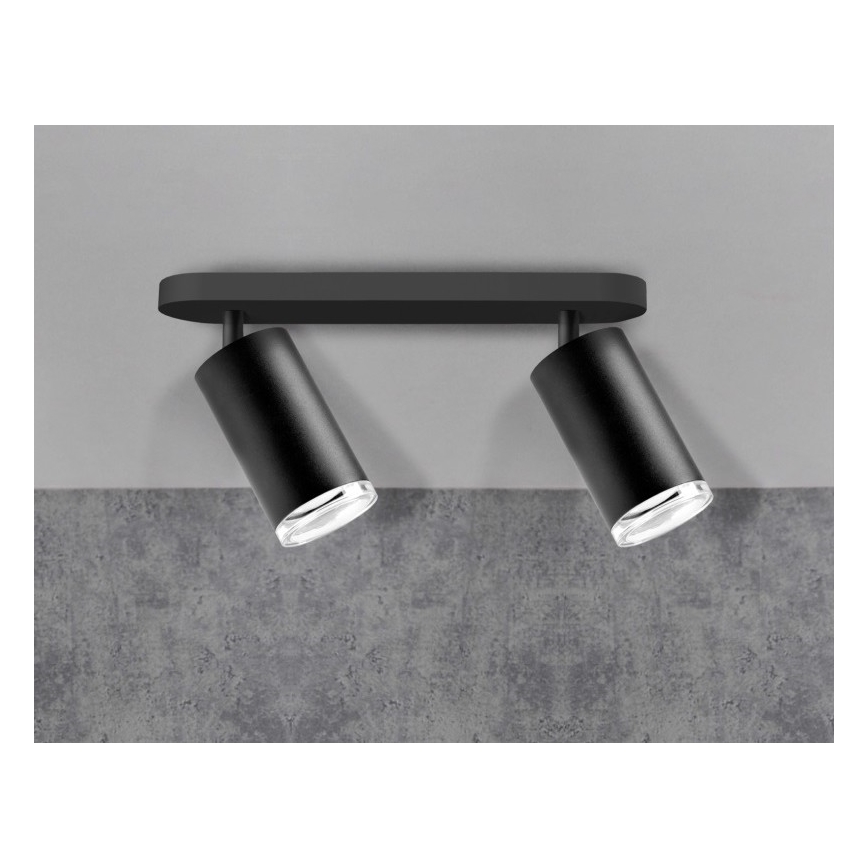 LED RGBW Dimmable Vonios Spot Šviestuvas TURYN 2xGU10/6,5W/230V 2700-6500K Wi-Fi IP44 juoda