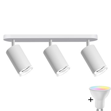 LED RGBW Dimmable Vonios Spot Šviestuvas TURYN 3xGU10/6,5W/230V 2700-6500K Wi-Fi IP44 balta