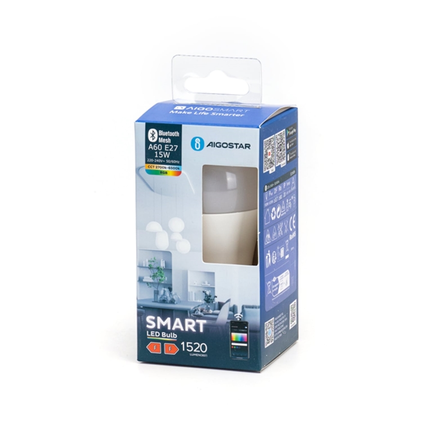 LED RGBW Reguliuojama lemputė MESH Išmanus A60 E27/15W/230V 2700-6500K - Aigostar