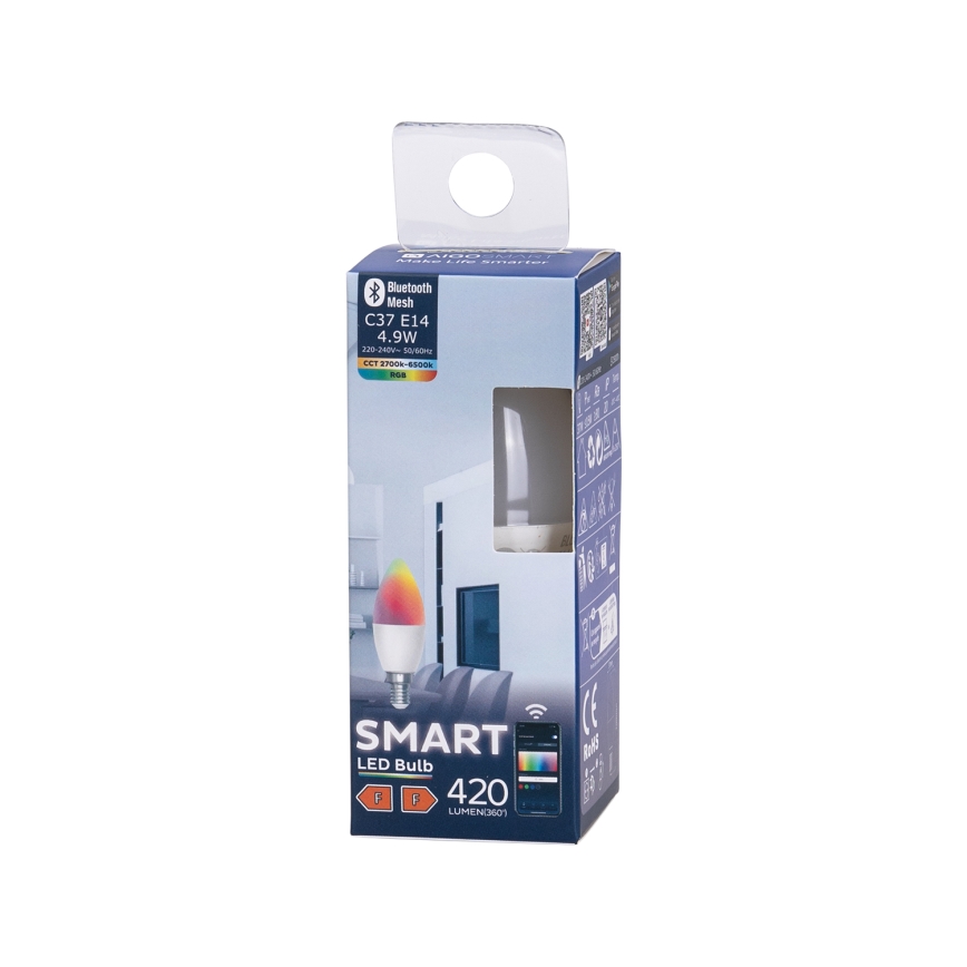 LED RGBW Reguliuojama lemputė C37 E14/4,9W/230V 2700-6500K - Aigostar