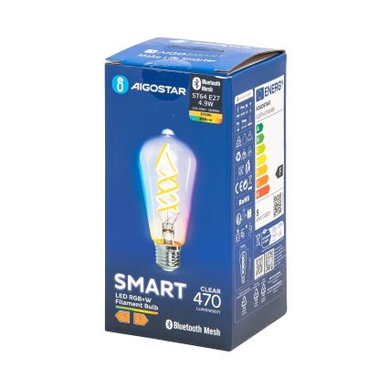 LED RGBW Reguliuojama lemputė FILAMENT MESH Išmanus ST64 E27/4,9W/230V 2700K - Aigostar