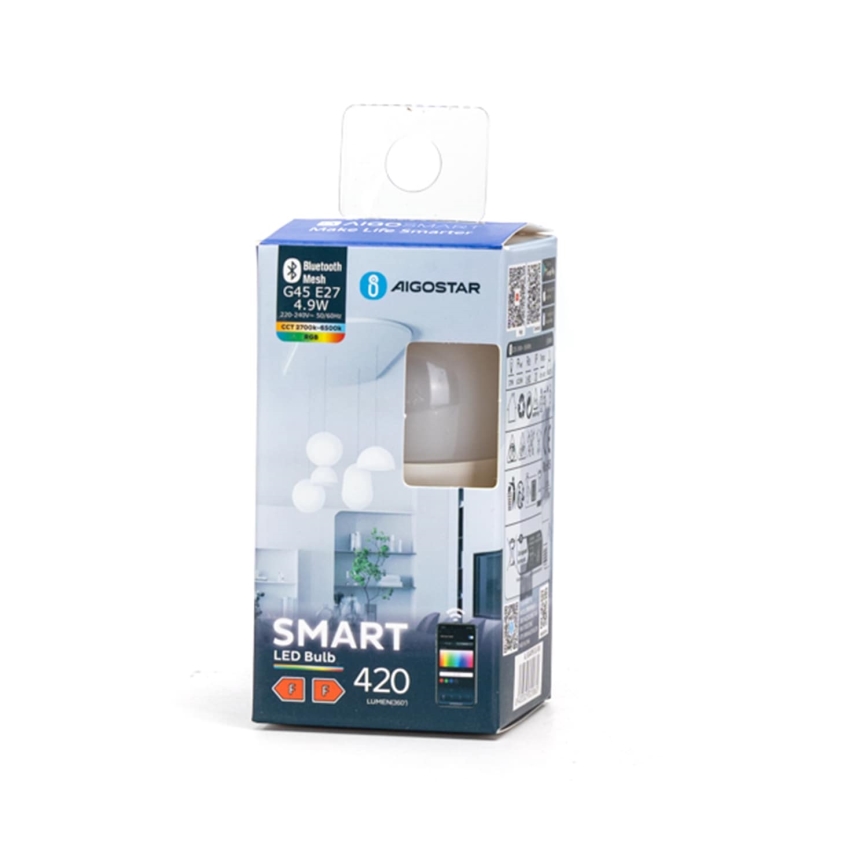 LED RGBW Reguliuojama lemputė MESH Išmanus G45 E27/4,9W/230V 2700-6500K - Aigostar