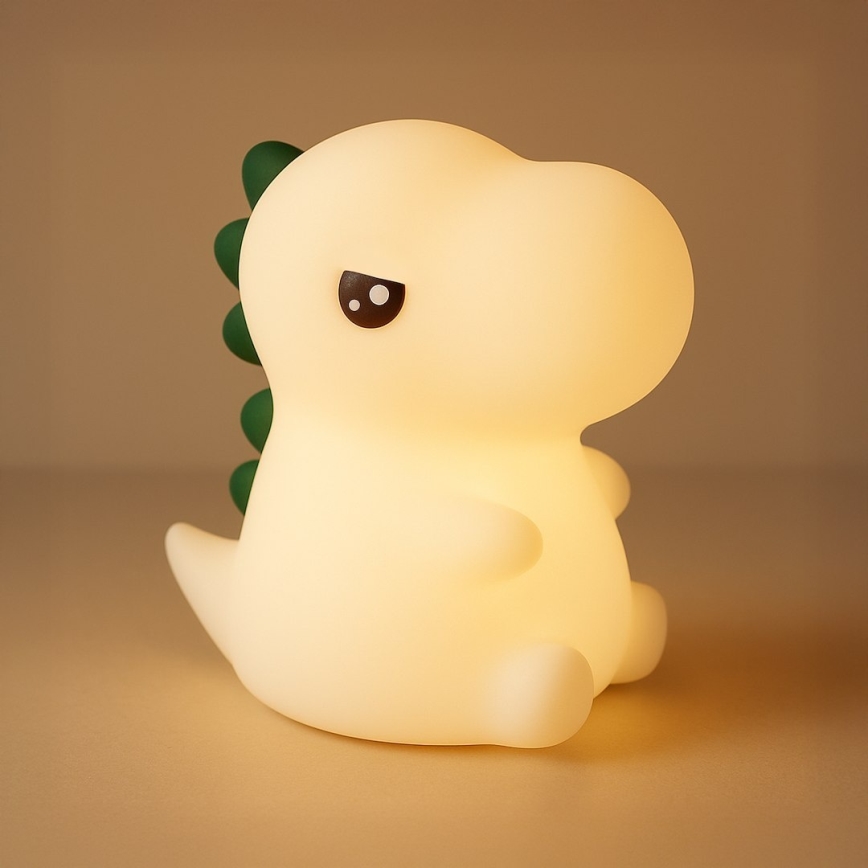 LED RGBW reguliuojamo ryškumo įkraunama jutiklinė vaikiška naktinė lempa DINO LED/1W/5V 1200 mAh