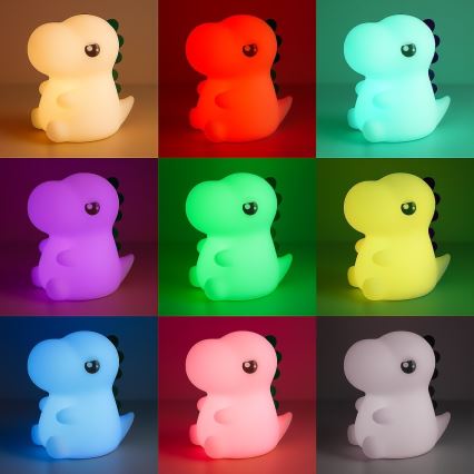 LED RGBW reguliuojamo ryškumo įkraunama jutiklinė vaikiška naktinė lempa DINO LED/1W/5V 1200 mAh
