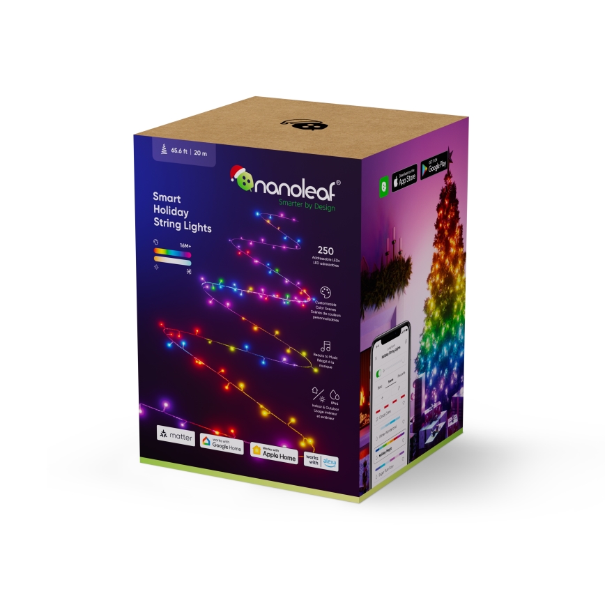 Nanoleaf - LED RGBW Lauko Kelėdinė girlianda ESSENTIALS 250xLED 2x10m 2700-6500K Wi-Fi IP44