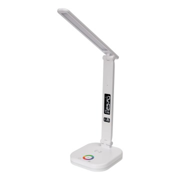 LED RGBW Pritemdoma lempa su belaidžiu įkrovimu, ekranu, ekranas ir USB prievadas MAGNUS LED/6W/5V 3000-6500K balta