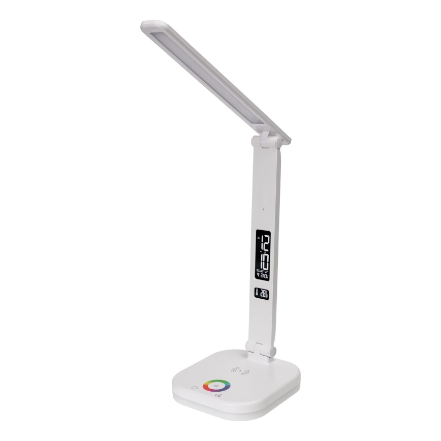 LED RGBW Pritemdoma lempa su belaidžiu įkrovimu, ekranu, ekranas ir USB prievadas MAGNUS LED/6W/5V 3000-6500K balta