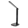 LED RGBW Pritemdoma lempa su belaidžiu įkrovimu, ekranu, LCD ekranas ir USB prievadas MAGNUS LED/6W/5V 3000-6500K juoda