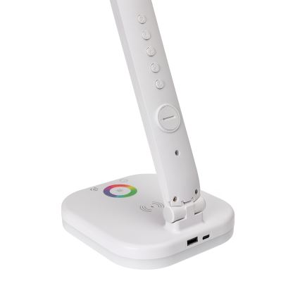 LED RGBW Pritemdoma lempa su belaidžiu įkrovimu, ekranu, ekranas ir USB prievadas MAGNUS LED/6W/5V 3000-6500K balta