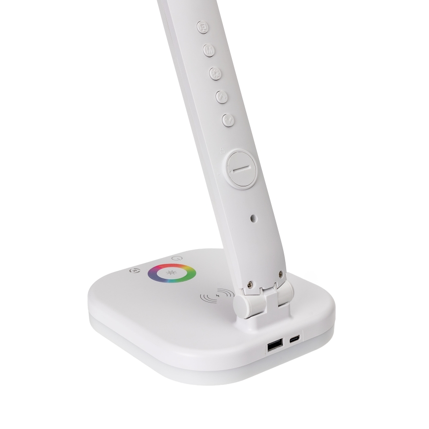 LED RGBW Pritemdoma lempa su belaidžiu įkrovimu, ekranu, ekranas ir USB prievadas MAGNUS LED/6W/5V 3000-6500K balta
