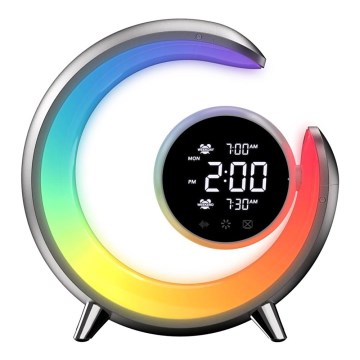 LED RGBW Pritemdoma stalinė lempa su žadintuvu LED/20W/5V USB sidabras