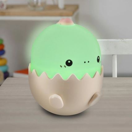 LED RGBW Pritemdoma vaikiška jutiklinė lemputė BABY DINO LED/0,75W/5V USB 1200 mAh rožinė