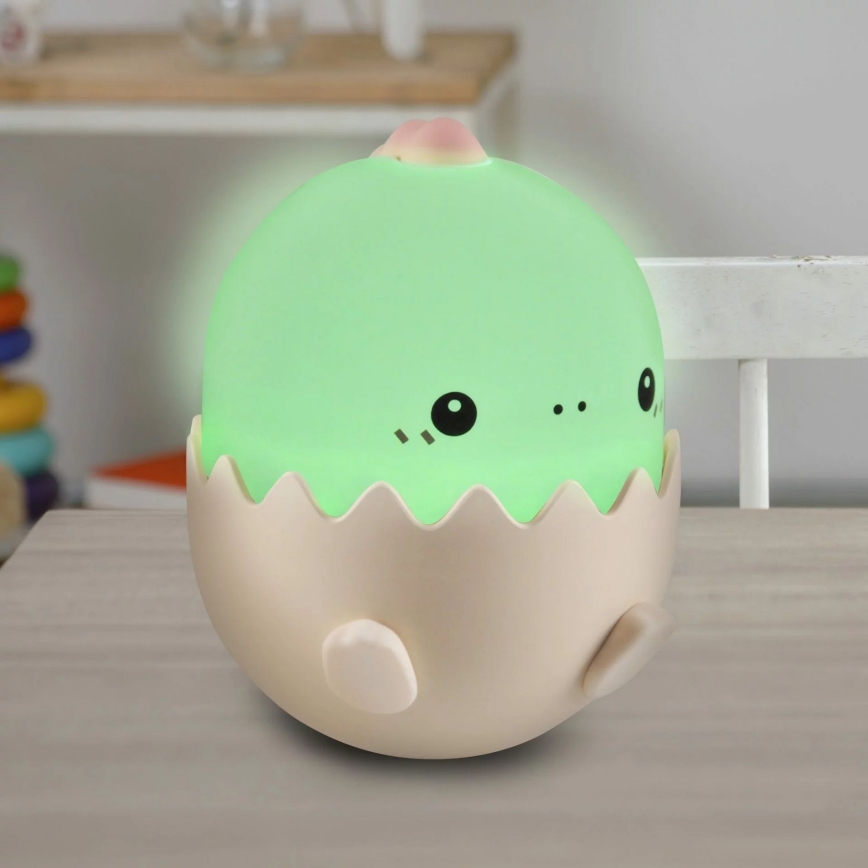 LED RGBW Pritemdoma vaikiška jutiklinė lemputė BABY DINO LED/0,75W/5V USB 1200 mAh rožinė