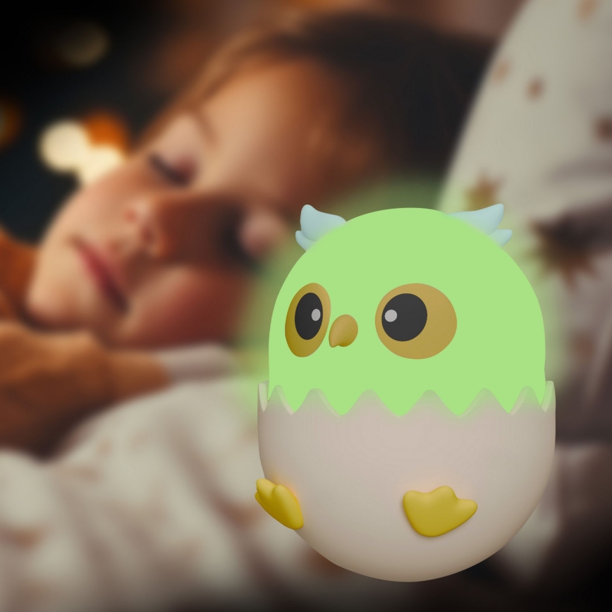 LED RGBW pritemdoma vaikiška jutiklinė lemputė OWL LED/1W/5V USB 1200 mAh pelėda mėlyna