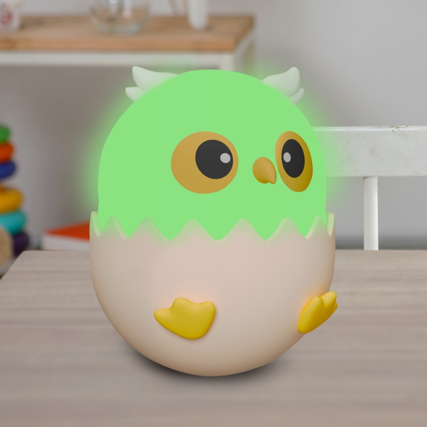 LED RGBW pritemdoma vaikiška jutiklinė lemputė OWL LED/1W/5V USB 1200 mAh pelėda mėlyna