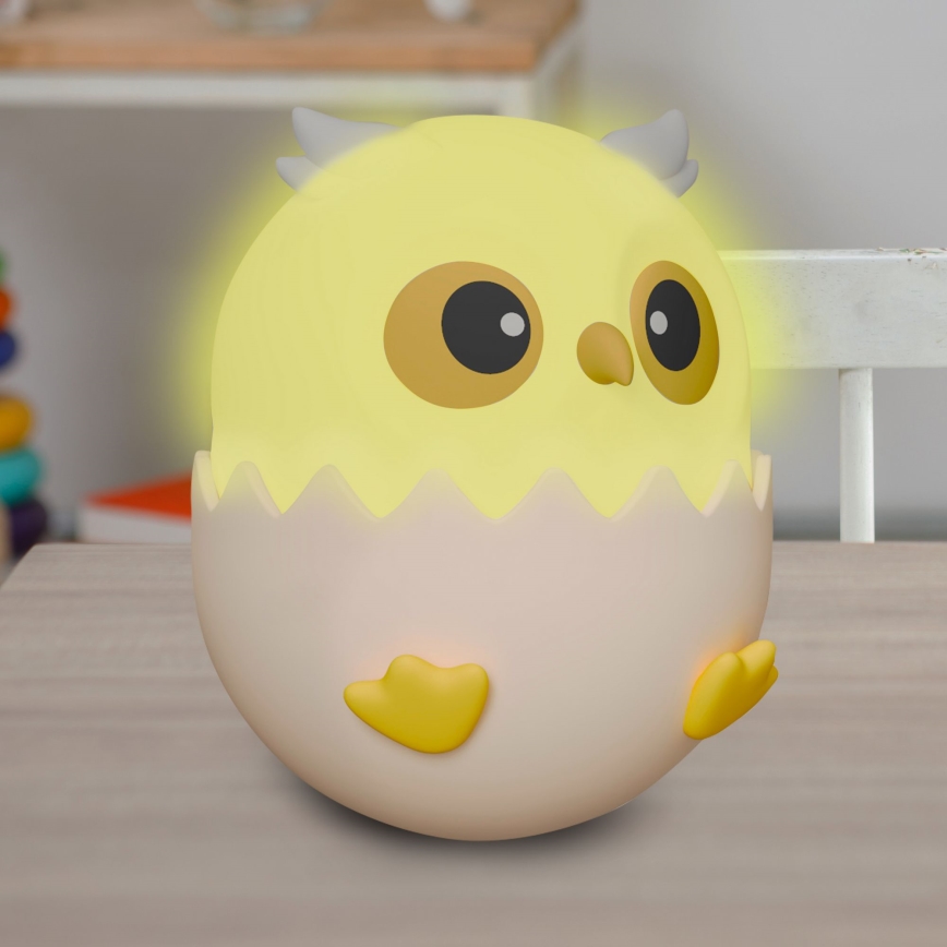 LED RGBW pritemdoma vaikiška jutiklinė lemputė OWL LED/1W/5V USB 1200 mAh pelėda mėlyna