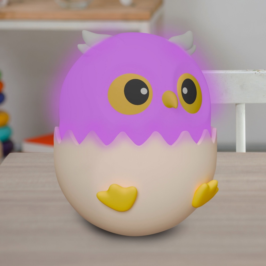 LED RGBW pritemdoma vaikiška jutiklinė lemputė OWL LED/1W/5V USB 1200 mAh pelėda mėlyna